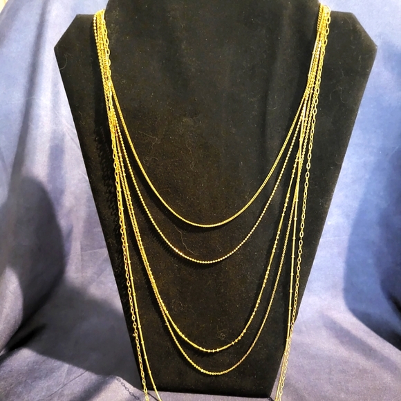Banana Republic Jewelry - BANANA REPUBLIC 6 Chain Tiered Necklace Gold Tone